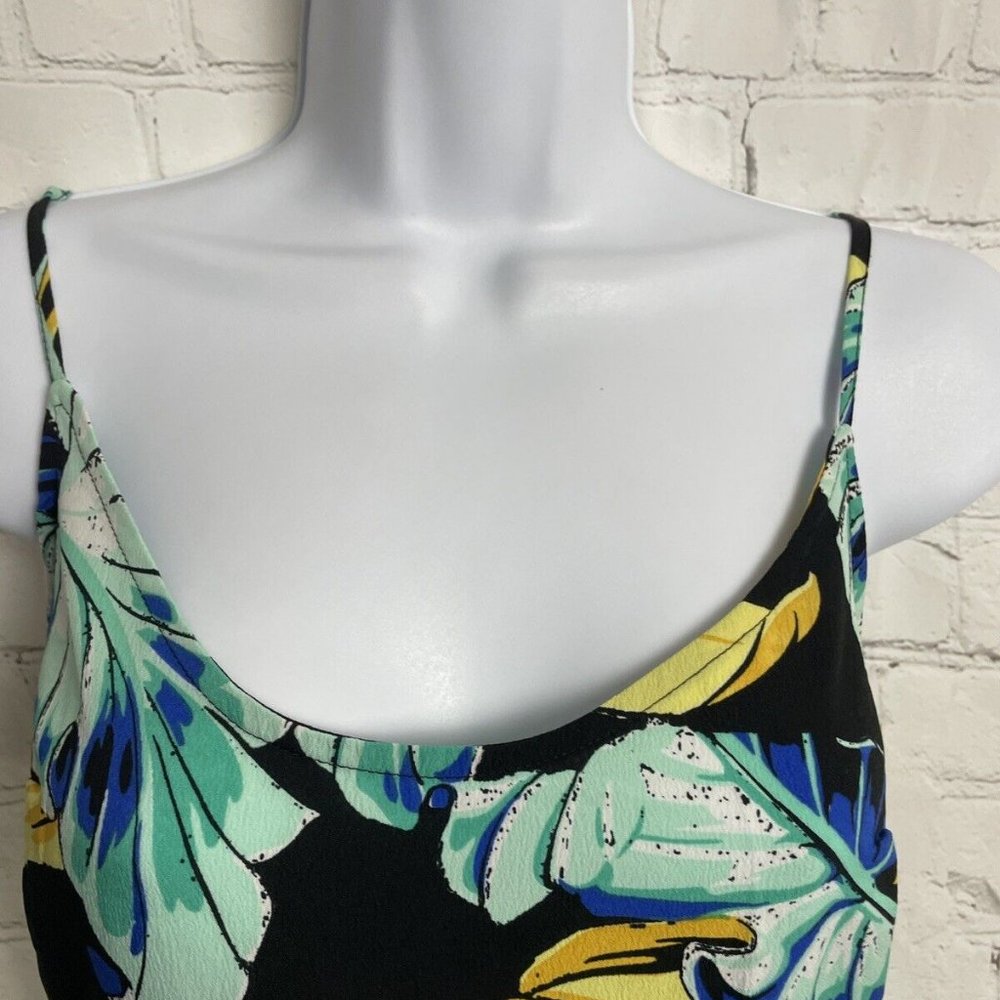 ASOS women size 12 black leaf print adjustable strap chiffon maxi dress - Picture 2 of 10